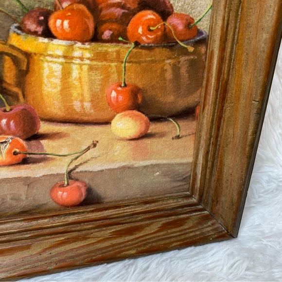 Reserved Vintage “Still Life With Cherries” Robert Chailloux Still Life Framed - Picture 5 of 9